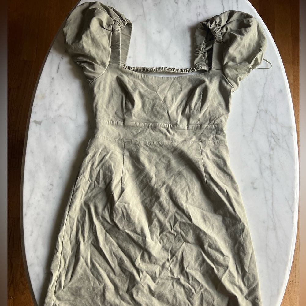 Green Stradivarius mini dress (puff sleeves)